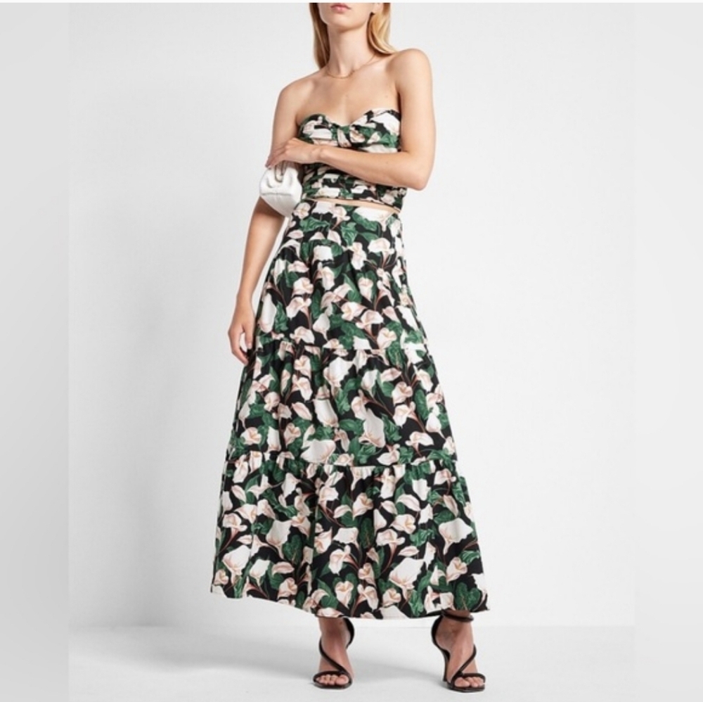 Express Like New XS/S/M Floral Maxi Skirt - Green, Black, Pink, White